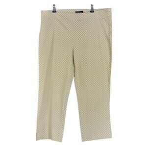 Cynthia Rowley Pull Up Pants Women Size 14 Tan Beige Geometric Ankle Cropped